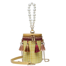 Load image into Gallery viewer, Fashion tassel shoulder messenger Bag, pearl Handbag bucket Bag
