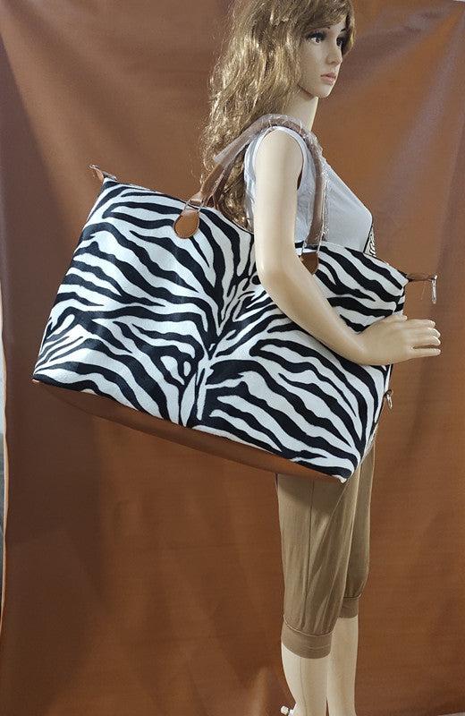 Leopard striped painted cow travel Bag, Handbag