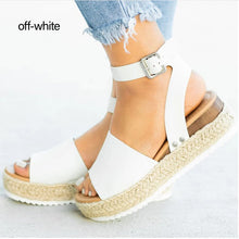 Load image into Gallery viewer, Hemp rope wedge light bottom fish mouth Women Sandals
