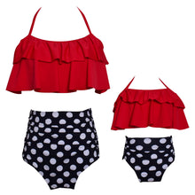 Load image into Gallery viewer, Printed high waist bikini ruffled mother and daughter swimsuit
