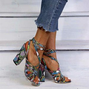 Snake-colored women's high-heeled Sandals