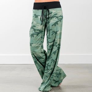 Lace-up casual Trousers, loose lace-up camouflage printed Pants