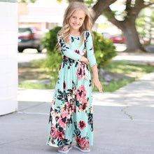 Load image into Gallery viewer, Round neck printed girl&#39;s long Skirt
