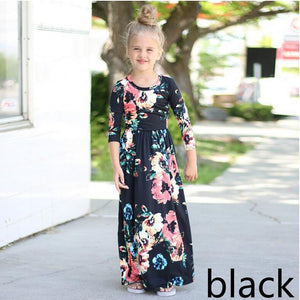 Round neck printed girl's long Skirt