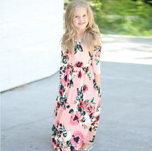 Load image into Gallery viewer, Round neck printed girl&#39;s long Skirt
