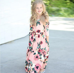 Round neck printed girl's long Skirt