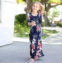 Load image into Gallery viewer, Round neck printed girl&#39;s long Skirt
