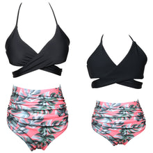 Load image into Gallery viewer, Printed high waist bikini ruffled mother and daughter swimsuit
