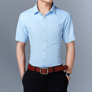 Summer men's short-sleeved Shirt, men's slim solid color Shirt