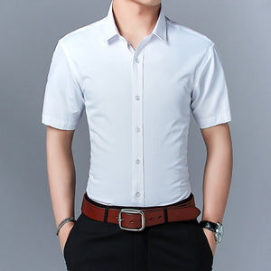 Summer men's short-sleeved Shirt, men's slim solid color Shirt