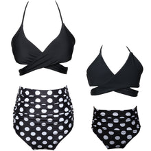 Load image into Gallery viewer, Printed high waist bikini ruffled mother and daughter swimsuit
