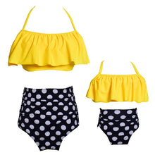 Load image into Gallery viewer, Printed high waist bikini ruffled mother and daughter swimsuit
