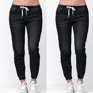 Ladies' Lace-up Washed Feet Lantern Jeans, Trousers, Shorts.