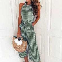 Load image into Gallery viewer, Fashion slim fit sexy striped round neck jumpsuit
