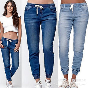 Ladies' Lace-up Washed Feet Lantern Jeans, Trousers, Shorts.