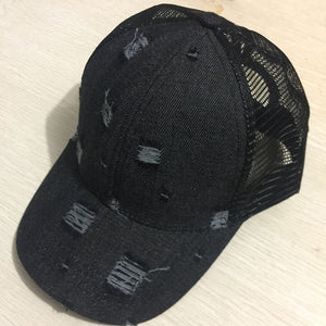 Ripped denim Baseball Cap