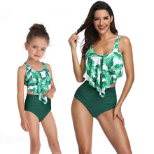 Load image into Gallery viewer, Printed high waist bikini ruffled parent-child Swimsuit
