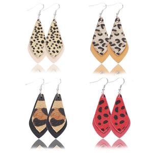 Popular leather Earrings, Leopard-print leather Earrings