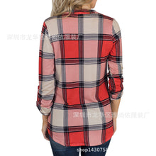 Load image into Gallery viewer, V-neck plaid printed casual Blouse
