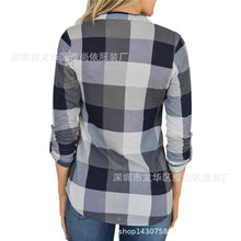 Load image into Gallery viewer, V-neck plaid printed casual Blouse
