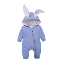 Load image into Gallery viewer, Big ears rabbit one-piece hooded zipper jumper robe
