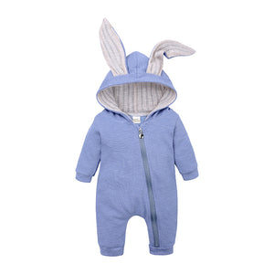 Big ears rabbit one-piece hooded zipper jumper robe