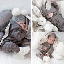 Load image into Gallery viewer, Big ears rabbit one-piece hooded zipper jumper robe
