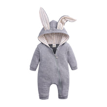 Load image into Gallery viewer, Big ears rabbit one-piece hooded zipper jumper robe
