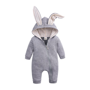 Big ears rabbit one-piece hooded zipper jumper robe