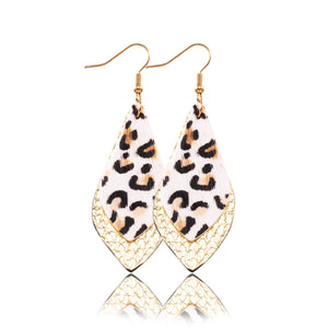 Popular leather Earrings, Leopard-print leather Earrings