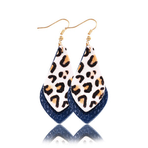 Popular leather Earrings, Leopard-print leather Earrings