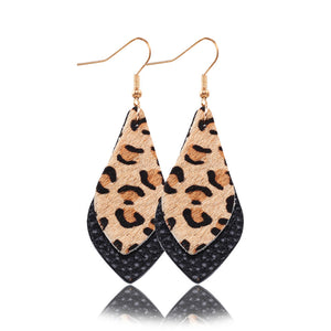 Popular leather Earrings, Leopard-print leather Earrings