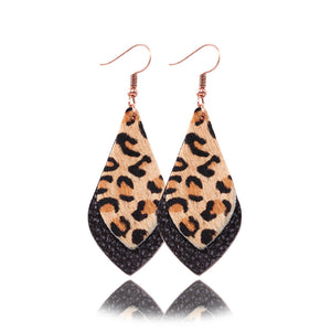 Popular leather Earrings, Leopard-print leather Earrings