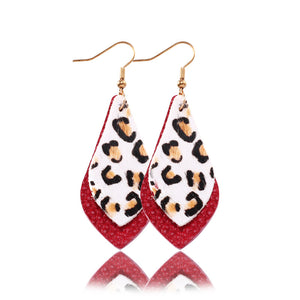 Popular leather Earrings, Leopard-print leather Earrings