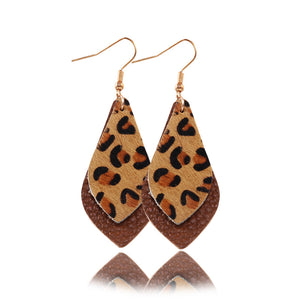 Popular leather Earrings, Leopard-print leather Earrings