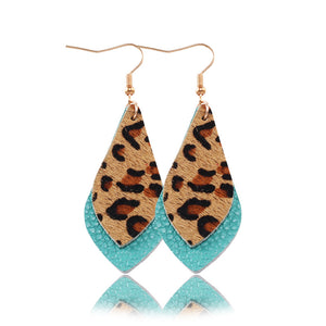 Popular leather Earrings, Leopard-print leather Earrings