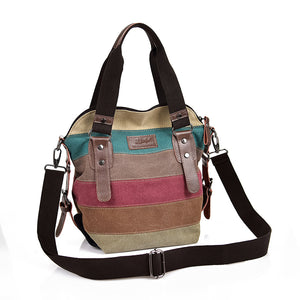 Diagonal cross color stripe stitching Women Handbag