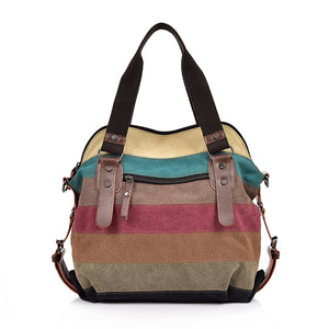 Diagonal cross color stripe stitching Women Handbag