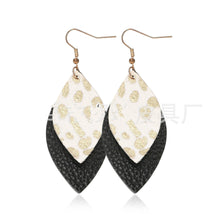 Load image into Gallery viewer, Trendy Leather Stud Earrings, Punk Style Leopard Print Water Drop Shaped Leather Earrings
